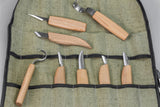 Wood Carving Set of 8 Knives (8 knives in roll + accessories)