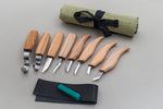 Wood Carving Set of 8 Knives (8 knives in roll + accessories)