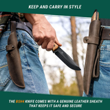 Carbon Steel Knife with Walnut Handle and Leather Sheath
