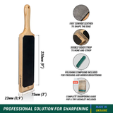 Dual-Sided Leather Paddle Strop with P01 Polishing Compound