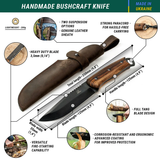 Carbon Steel Knife with Walnut Handle and Leather Sheath