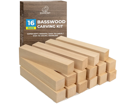 Set of Basswood Carving Blocks, 16 pcs