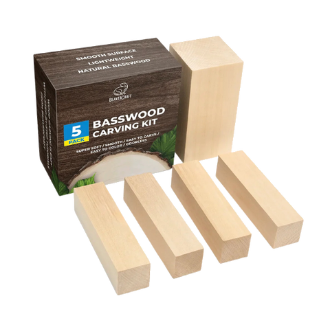Set of Basswood Carving Blocks, 5 pcs