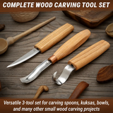 3-Piece Spoon Carving Tool Set Wood Carving Set in Tool Roll