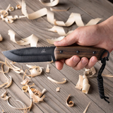 Carbon Steel Knife with Walnut Handle and Leather Sheath